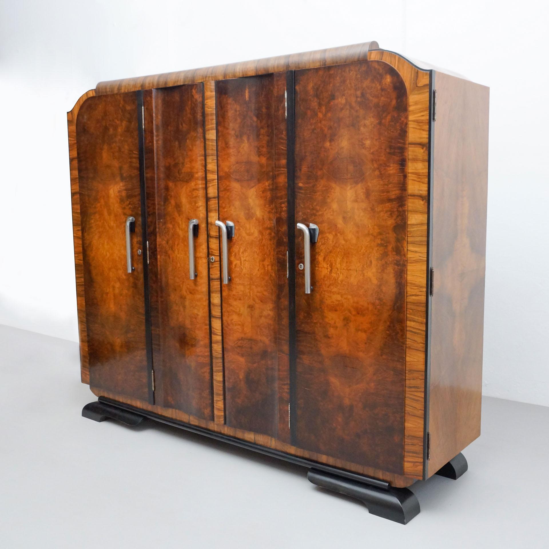 French Early 20th Century Art Deco Woden Wardrobe For Sale