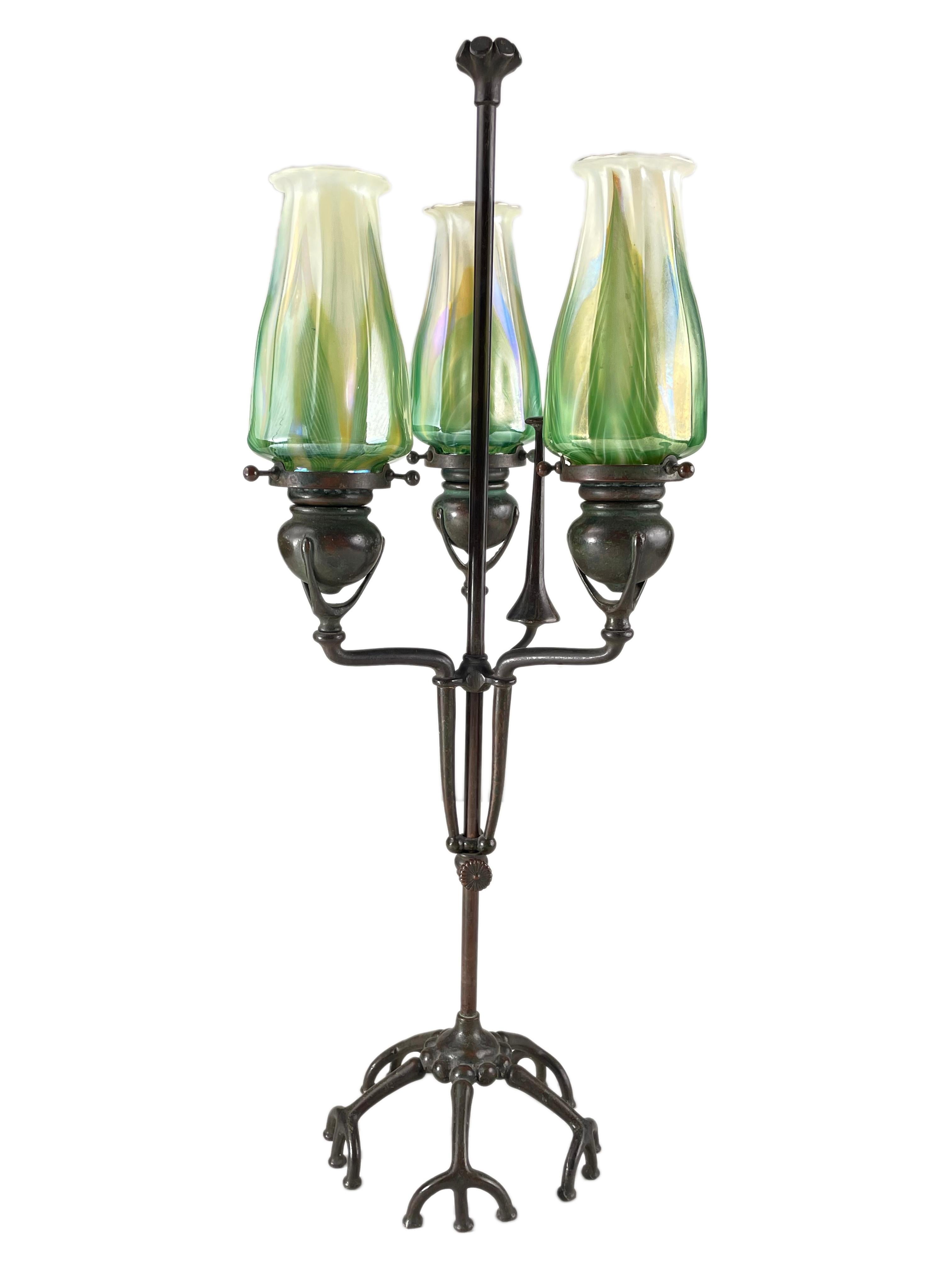 Early 20th Century Art Nouveau Adjustable Candlestick by, Tiffany Studios In Good Condition In Englewood, NJ
