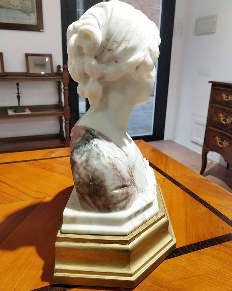 Alabaster Early 20th Century Art Nouveau Marble Giuseppe Bessi (1857-1922) Bust LAST PRICE For Sale
