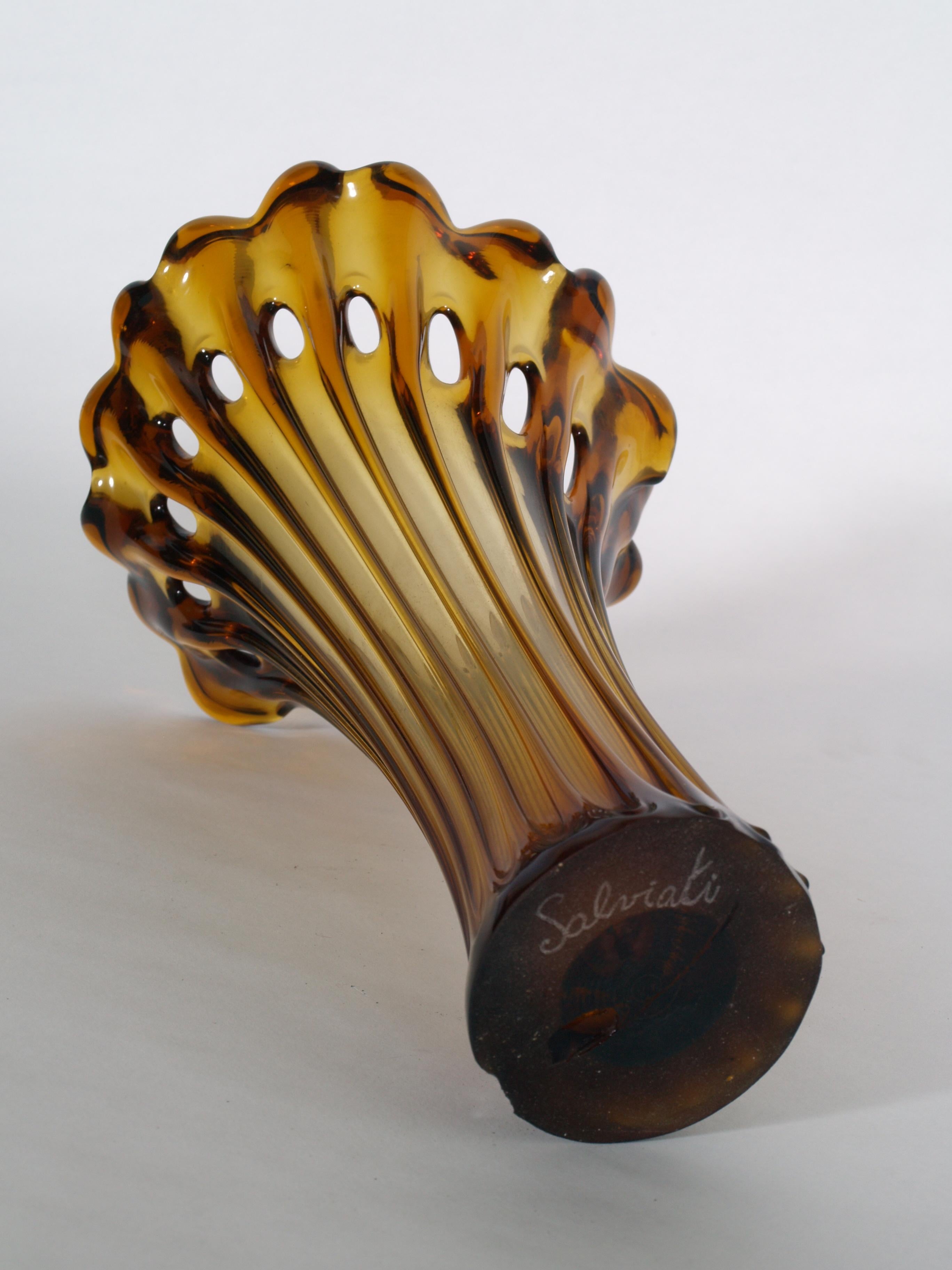 A characteristic Art Nouveau ambra vase, Murano Glass 