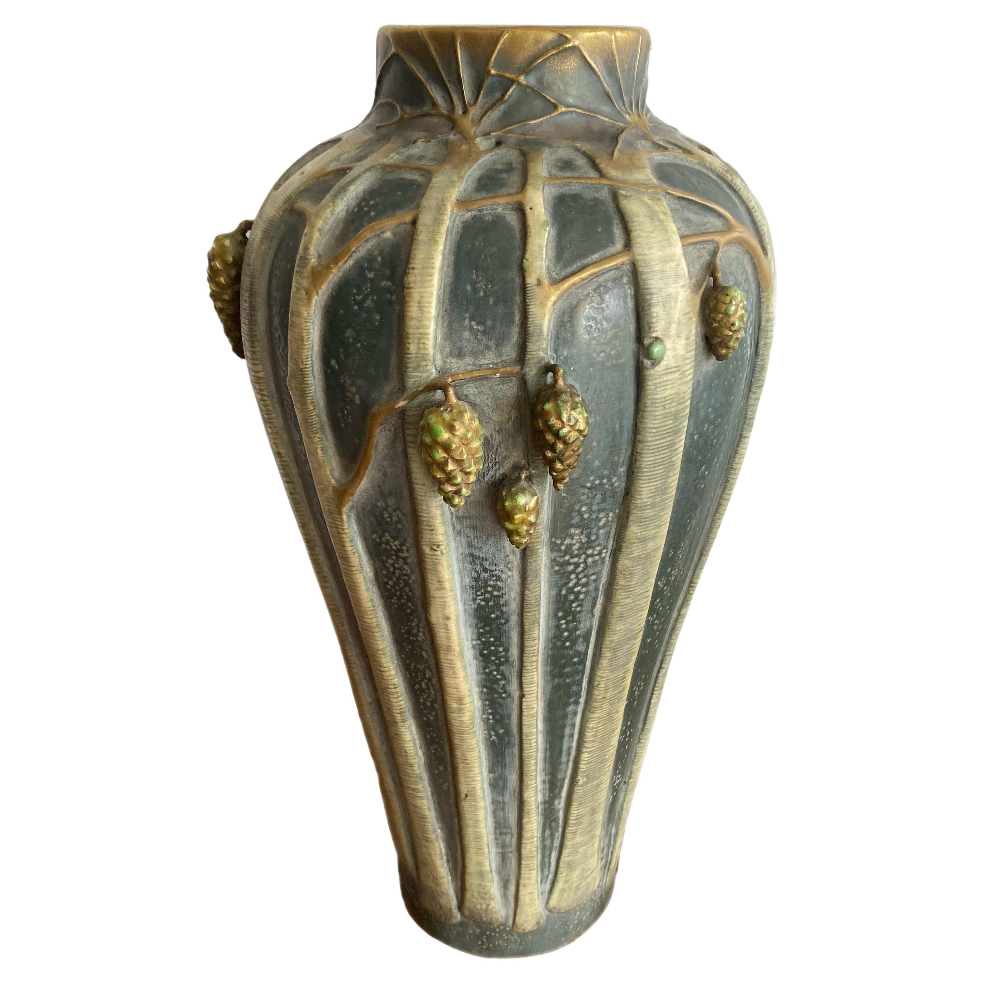 Early 20th Century Art Nouveau Amphora Pine Cone Vase by,  Paul Dachsel For Sale