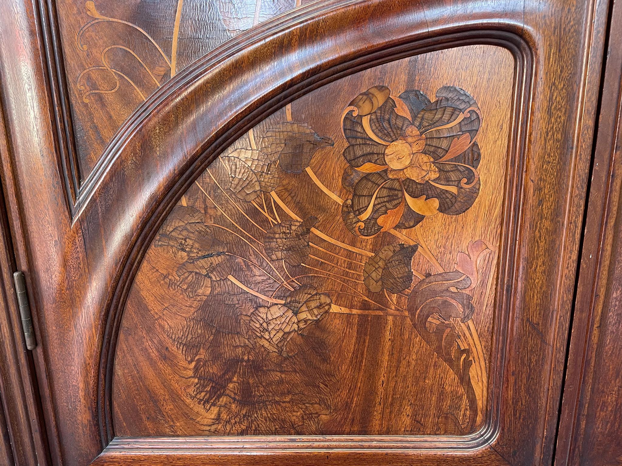 Inlay Early 20th Century Art Nouveau Armoire Cabinet