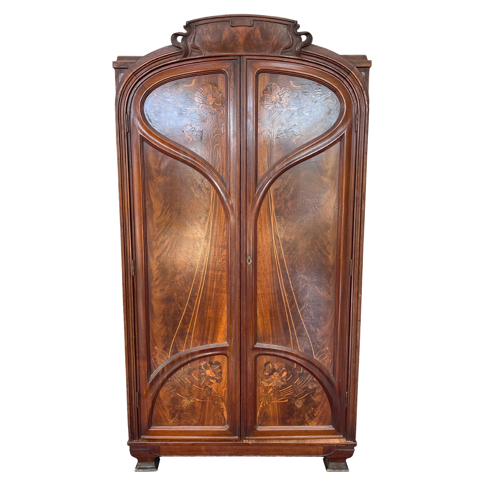 Early 20th Century Art Nouveau Armoire Cabinet