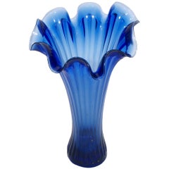 Early 20th Century Art Nouveau Blue Vase, Murano Glass "Sommerso" by Salviati