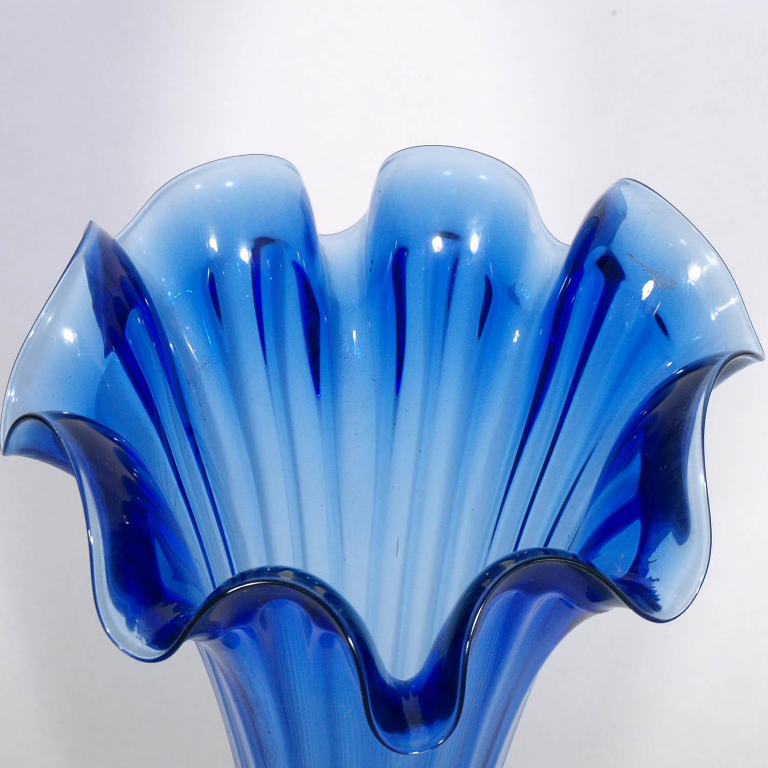 Early 20th Century Art Nouveau Blue Vase, Murano Glass 