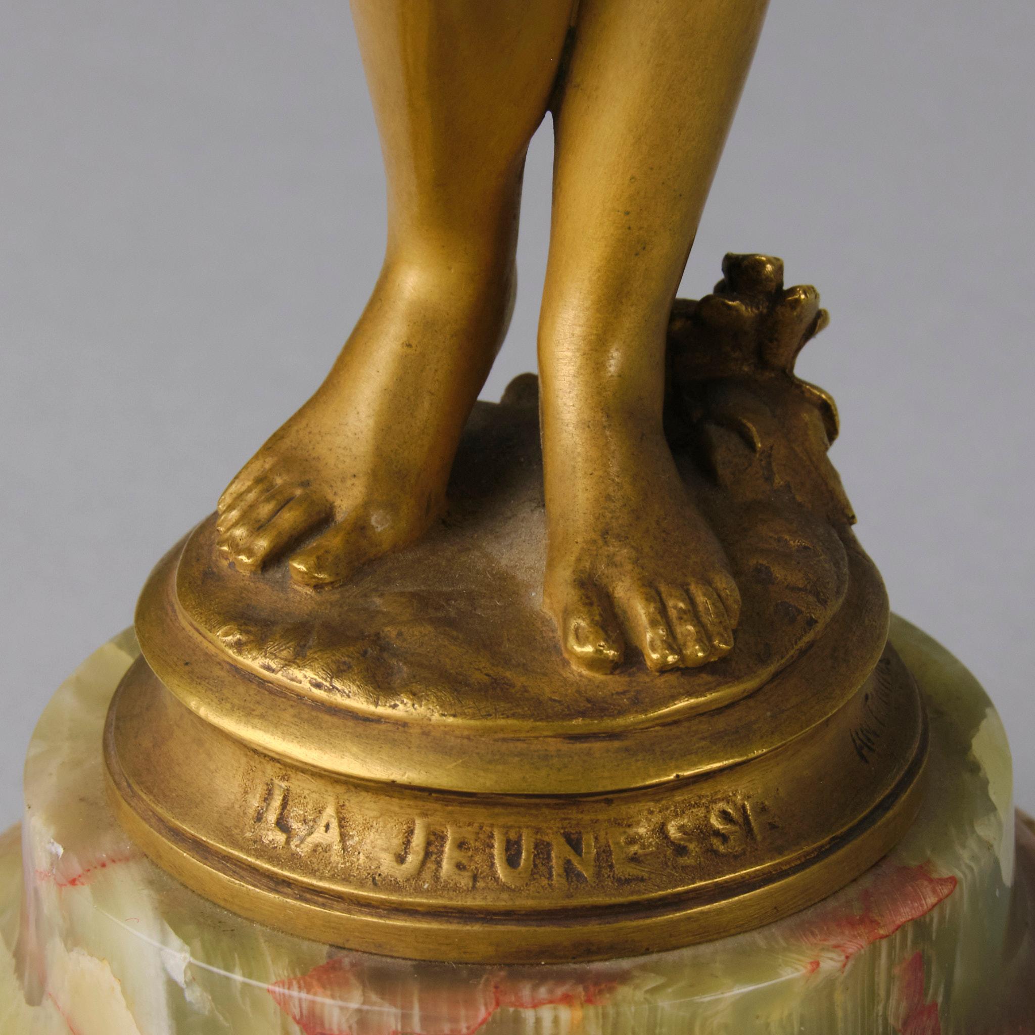 Bronzo Art Nouveau dei primi del Novecento intitolato 