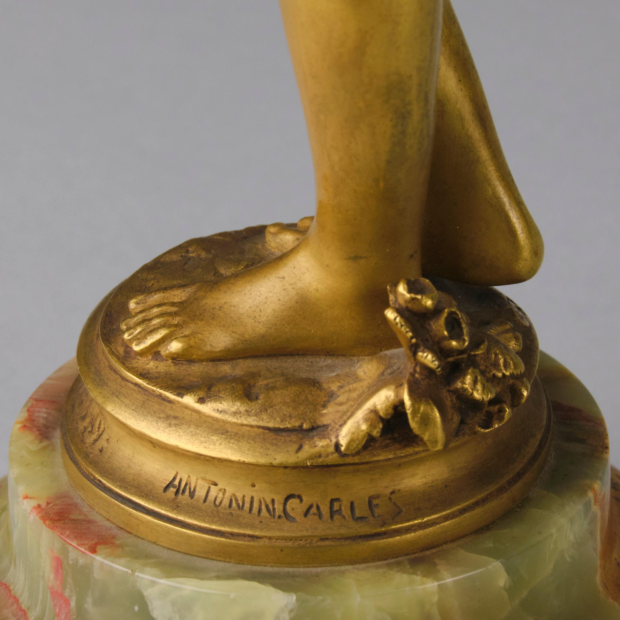 Bronzo Art Nouveau dei primi del Novecento intitolato 