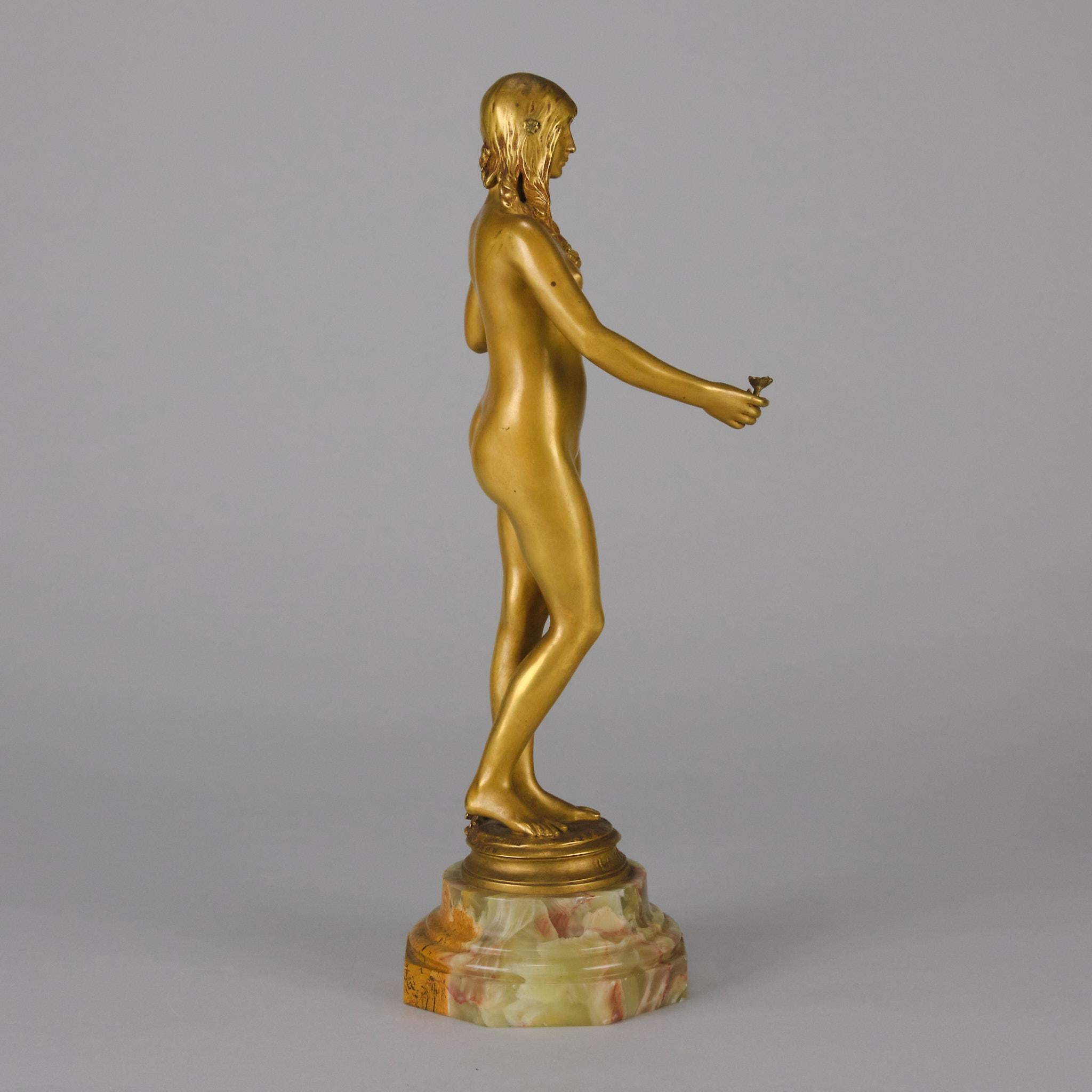 Moulage Bronze Art nouveau du début du XXe siècle intitulé « La Jeuneuse » par Antonin Carls en vente