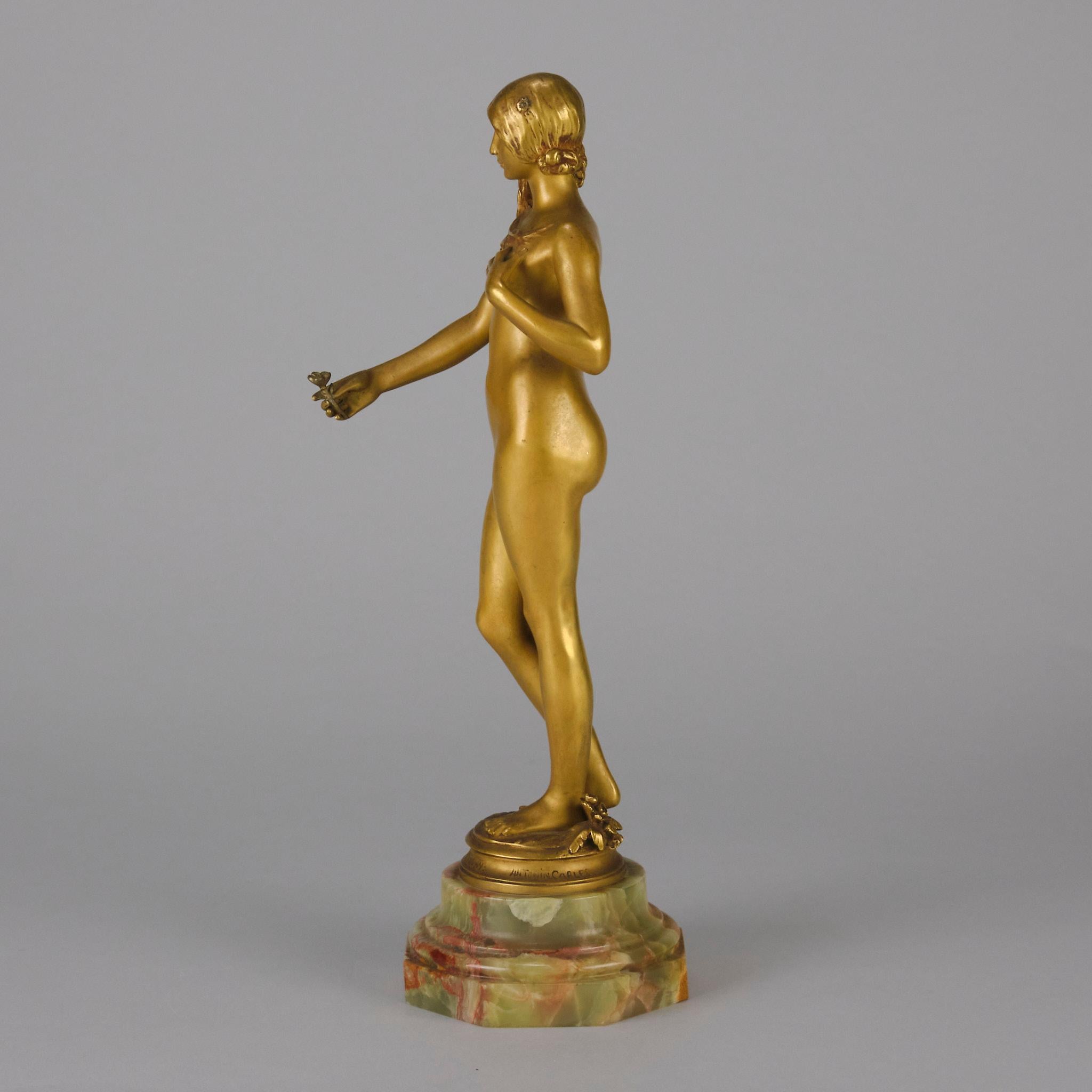 Bronze Art nouveau du début du XXe siècle intitulé « La Jeuneuse » par Antonin Carls en vente 2
