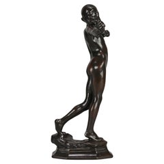 Jugendstilbronze des frühen 20. Jahrhunderts mit dem Titel „Sling Boy“ von William Reid-Dick