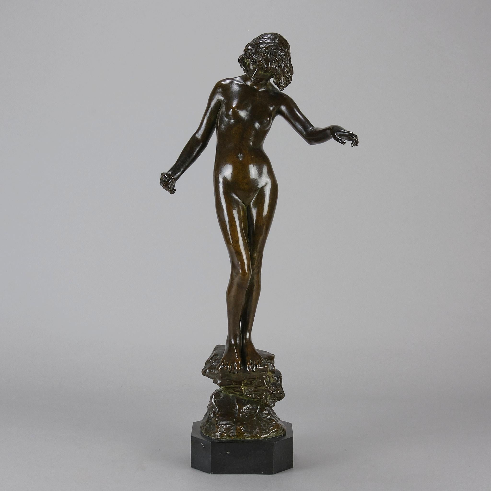 Jugendstil-Bronzeskulptur mit dem Titel „Folly“ von Onslow Ford aus dem frühen 20. Jahrhundert (Art nouveau) im Angebot