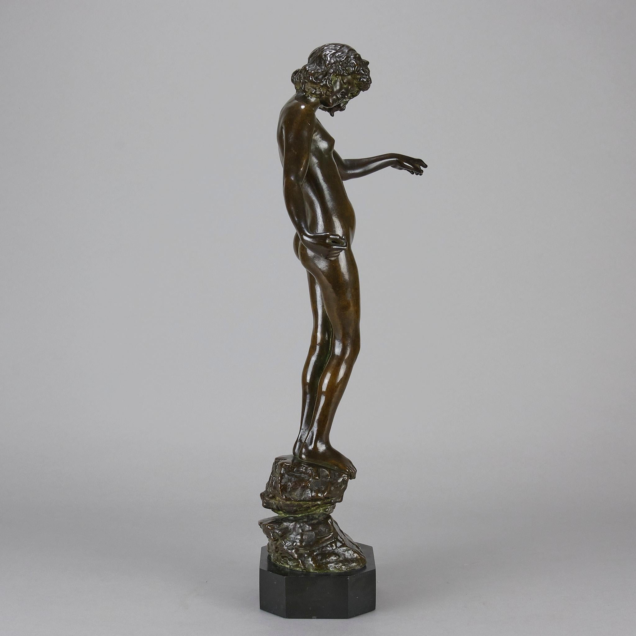 Jugendstil-Bronzeskulptur mit dem Titel „Folly“ von Onslow Ford aus dem frühen 20. Jahrhundert (Handgeschnitzt) im Angebot