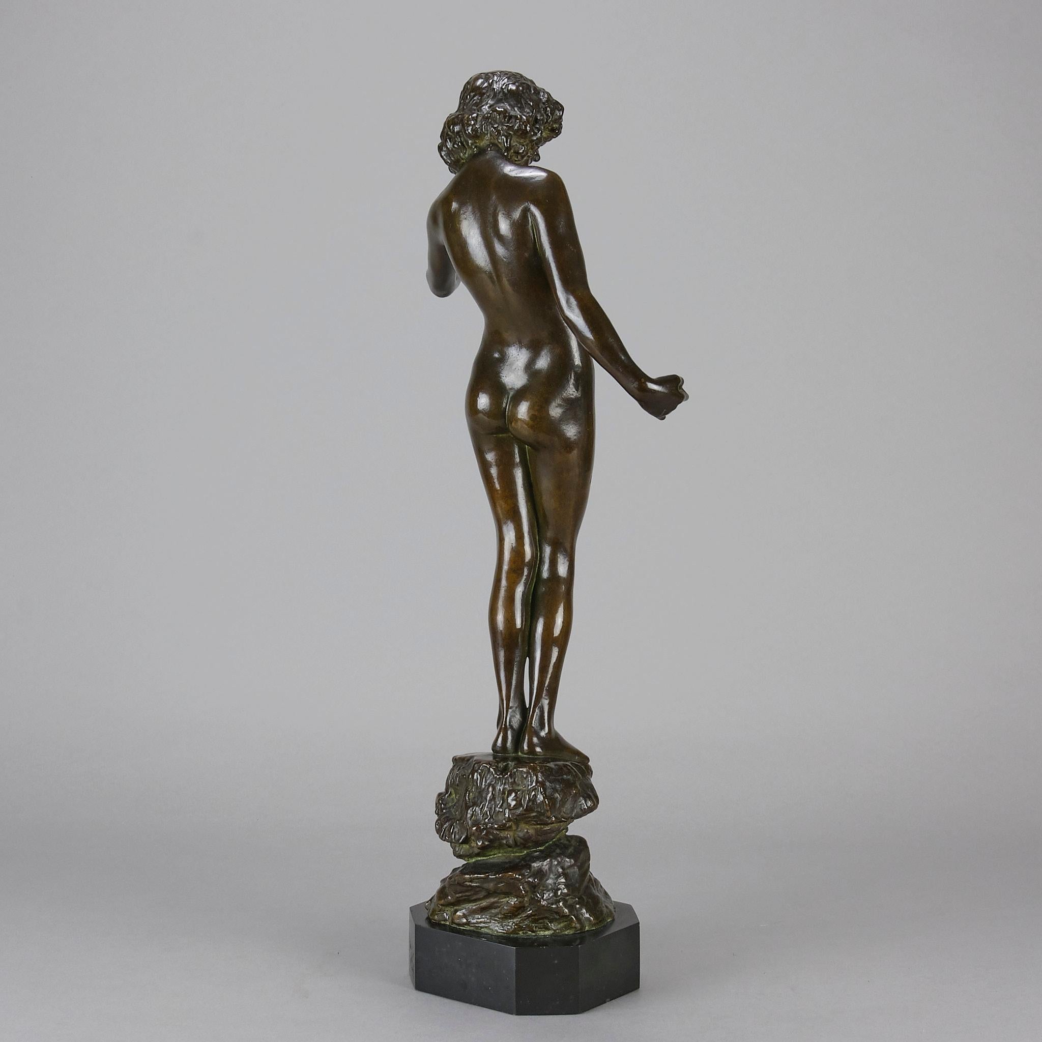 Sculpture en bronze Art Nouveau du début du 20e siècle intitulée 
