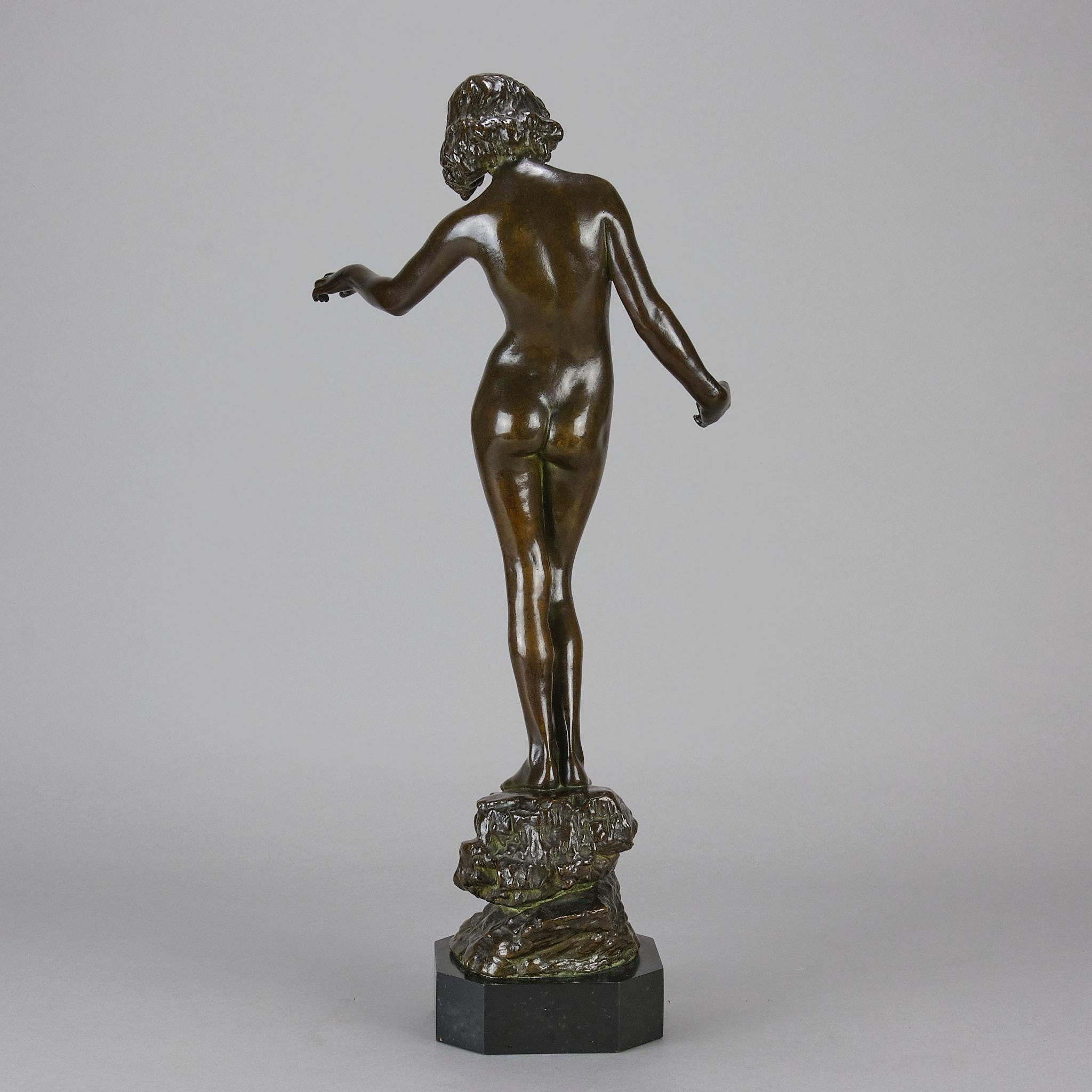 Jugendstil-Bronzeskulptur mit dem Titel „Folly“ von Onslow Ford aus dem frühen 20. Jahrhundert im Angebot 1