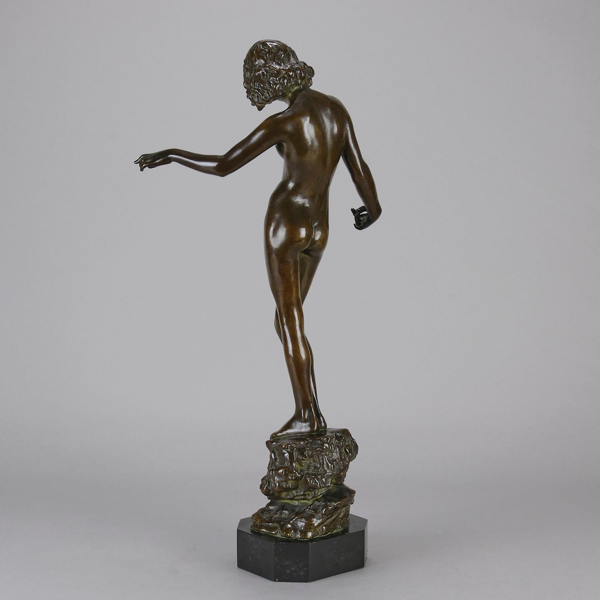 Jugendstil-Bronzeskulptur mit dem Titel „Folly“ von Onslow Ford aus dem frühen 20. Jahrhundert im Angebot 2