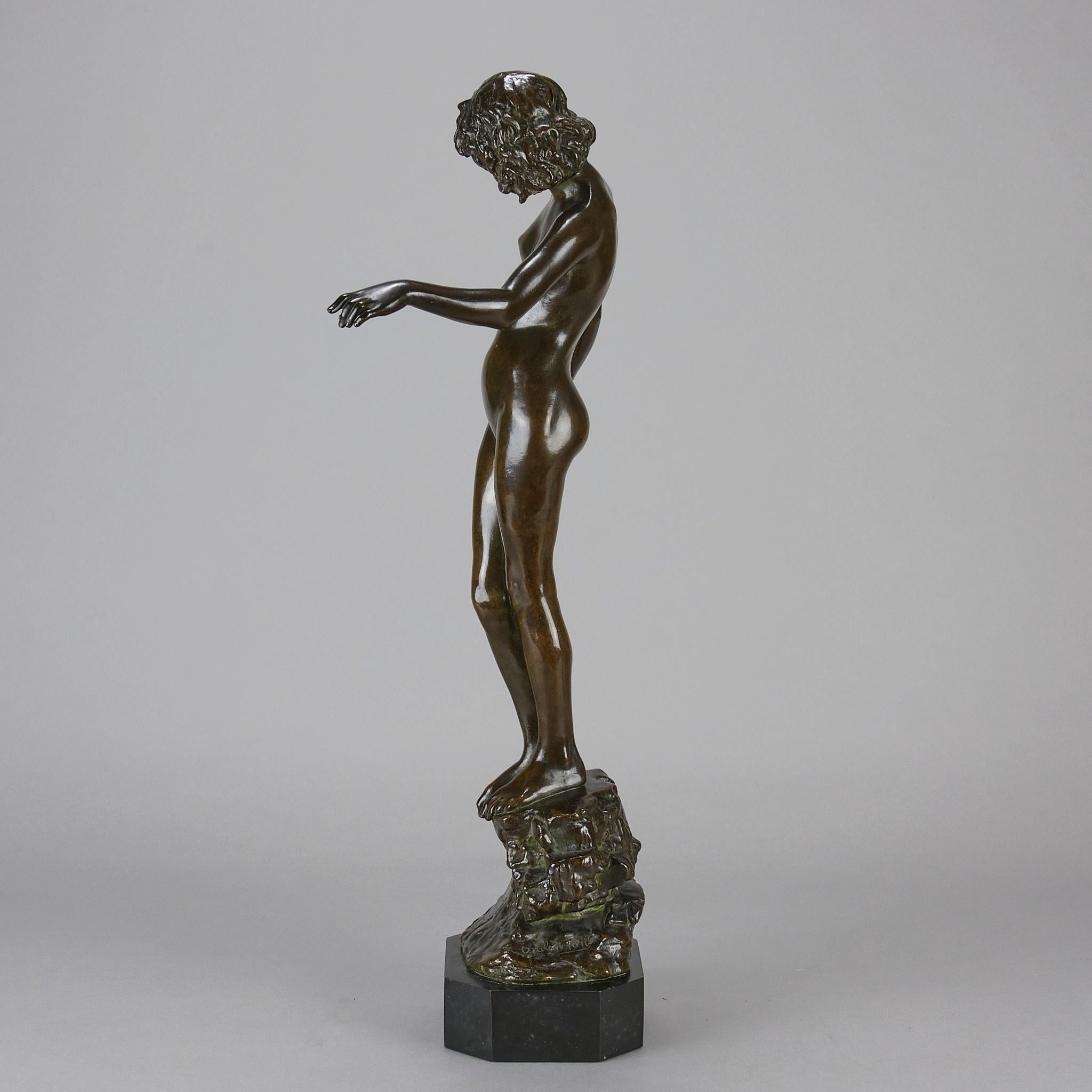 Jugendstil-Bronzeskulptur mit dem Titel „Folly“ von Onslow Ford aus dem frühen 20. Jahrhundert im Angebot 3