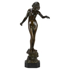 Jugendstil-Bronzeskulptur mit dem Titel „Folly“ von Onslow Ford aus dem frühen 20. Jahrhundert