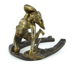 Frühes 20. Jahrhundert Jugendstil-Bronzeskulptur 'Fortuna' von C. Tabora, Frankreich