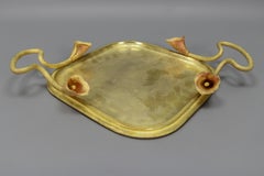 Early 20th Century Art Nouveau Bronze Serving Tray with Calla Lilies