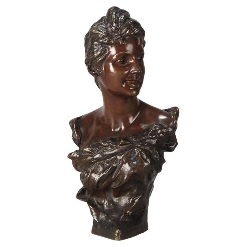 Early 20th Century Art Nouveau Bust entitled “Brigitte” by Van Der Straeten For Sale