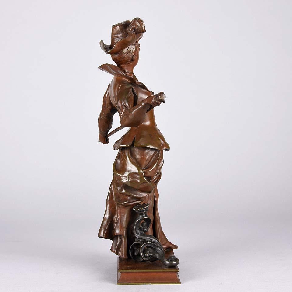 Bronze Early-20th Century Art Nouveau Bust Entitled 