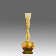 Early 20th Century Art Nouveau Cameo Glass "Botanica Vase" by Daum Frères