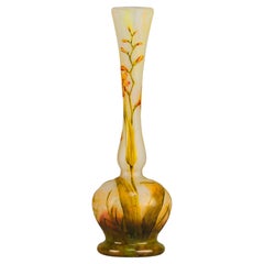 Early 20th Century Art Nouveau Cameo Glass "Botanica Vase" by Daum Frères