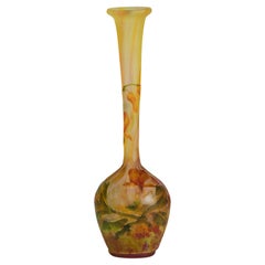 Early 20th Century Art Nouveau Cameo Glass "Montbrecia Vase" by Daum Frères