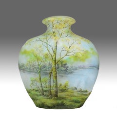 Frühes 20. Jahrhundert Jugendstil-Kamee-Glas "Sommerlandschaft" von Daum Frères