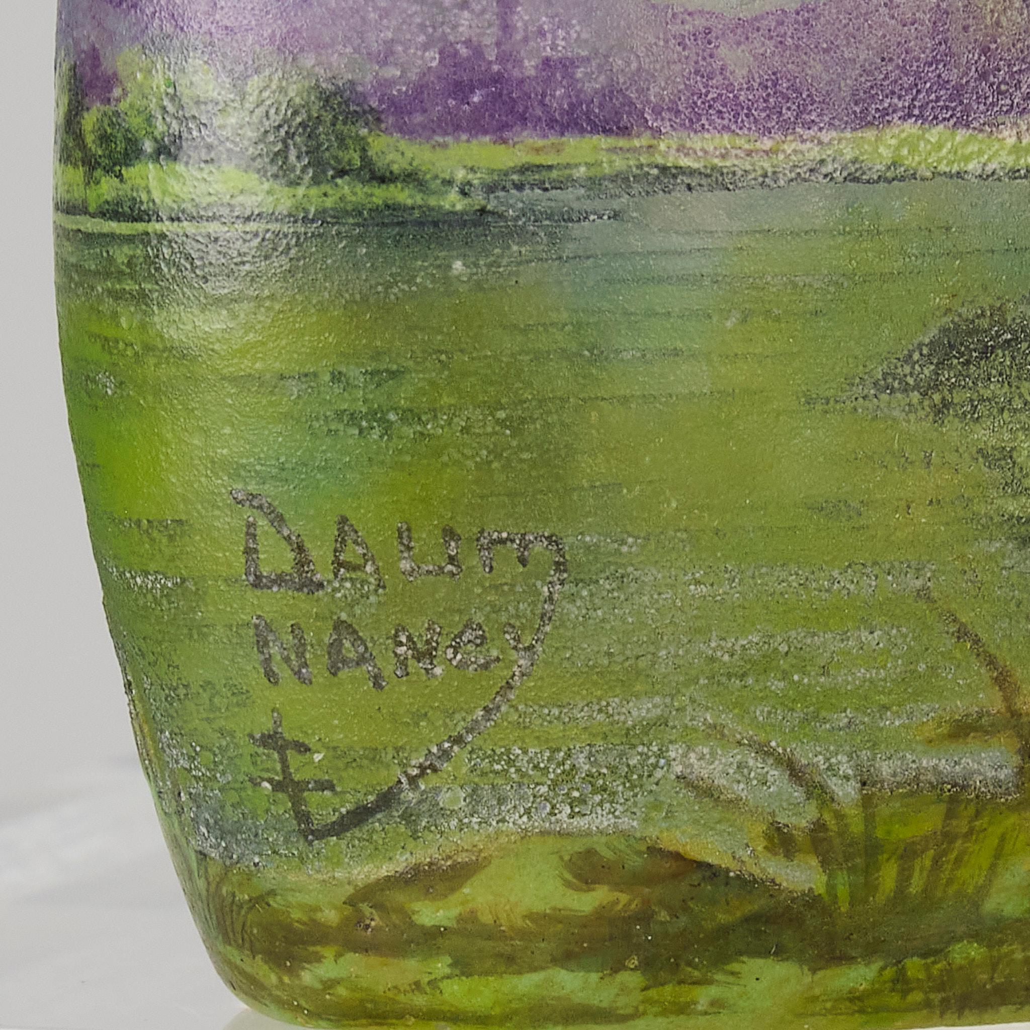 Vase d'été en verre camée Art Nouveau du début du 20e siècle par Daum Frères en vente 3