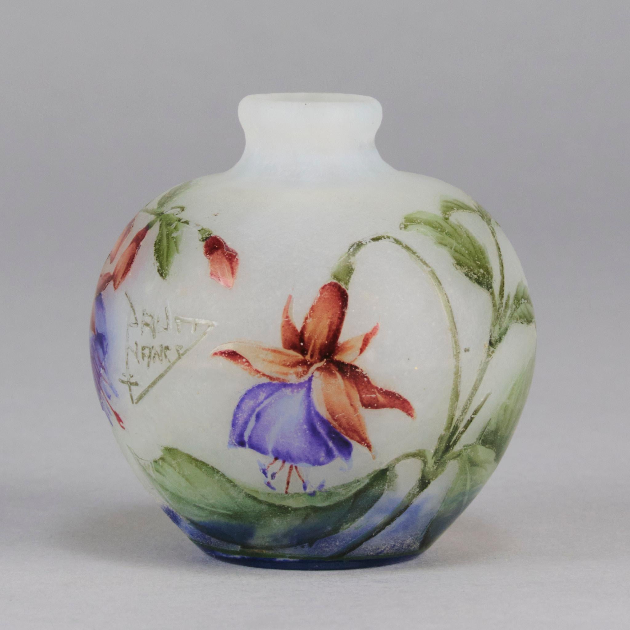 Francese Vaso in vetro cammeo Art Nouveau del primo Novecento 