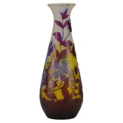 Early 20th Century Art Nouveau Cameo Vase Entitled "Tri-Colour Floral" by Galle