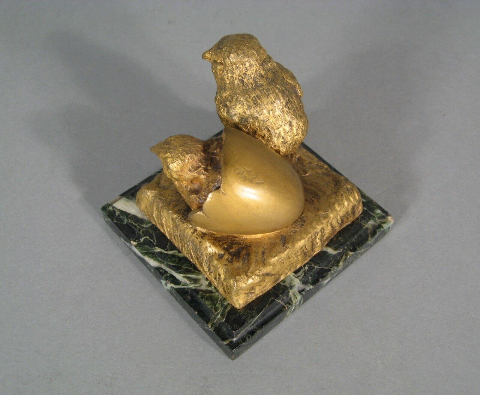 Chick Emerging from Egg Bronze Sculpture by Xavier Raphanel, 20th c. - 1Y181 2