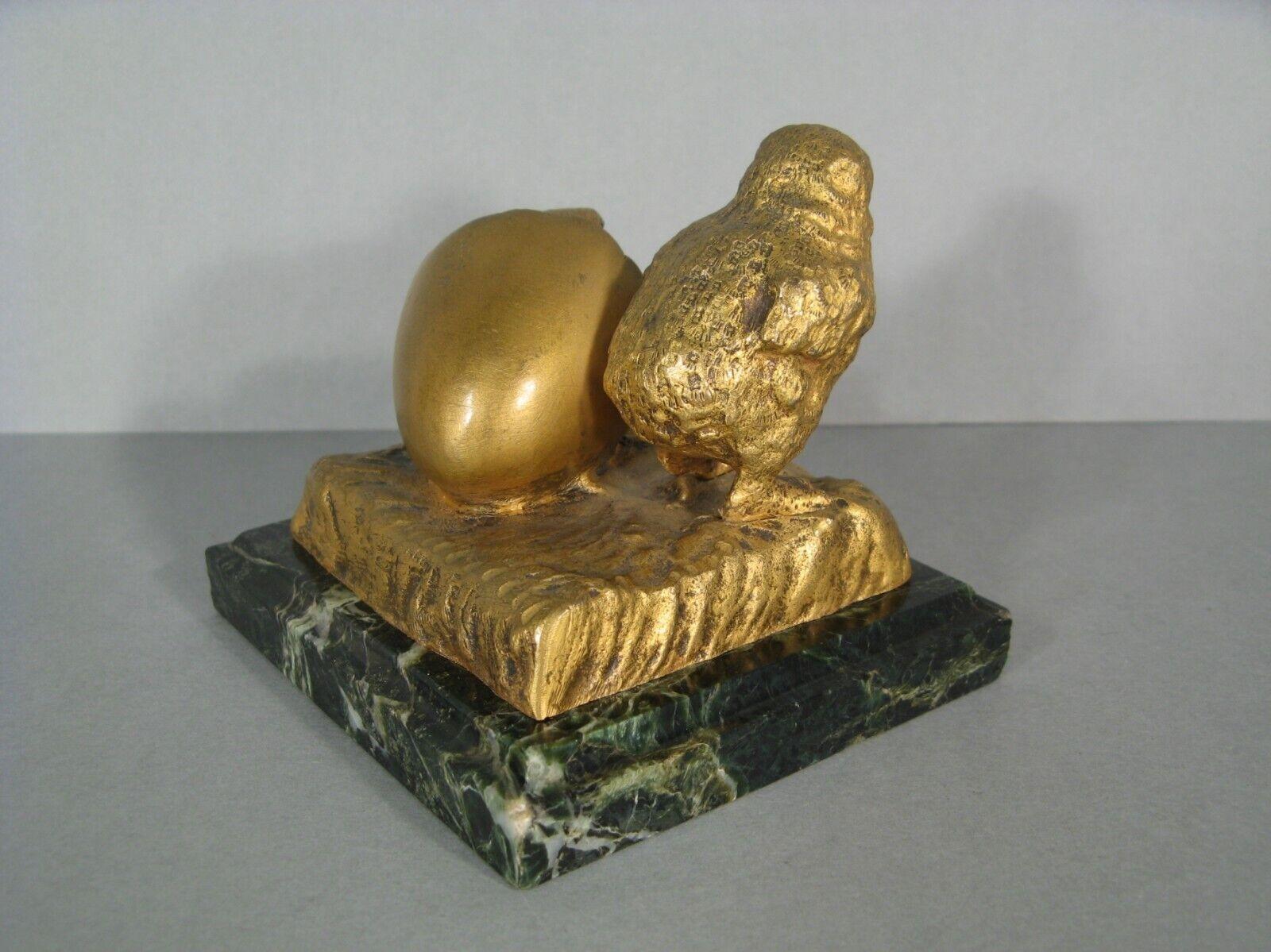 Chick Emerging from Egg Bronze Sculpture by Xavier Raphanel, 20th c. - 1Y181 3