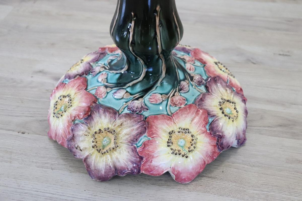 Early 20th Century Art Nouveau Column with Ceramic Vase For Sale 8