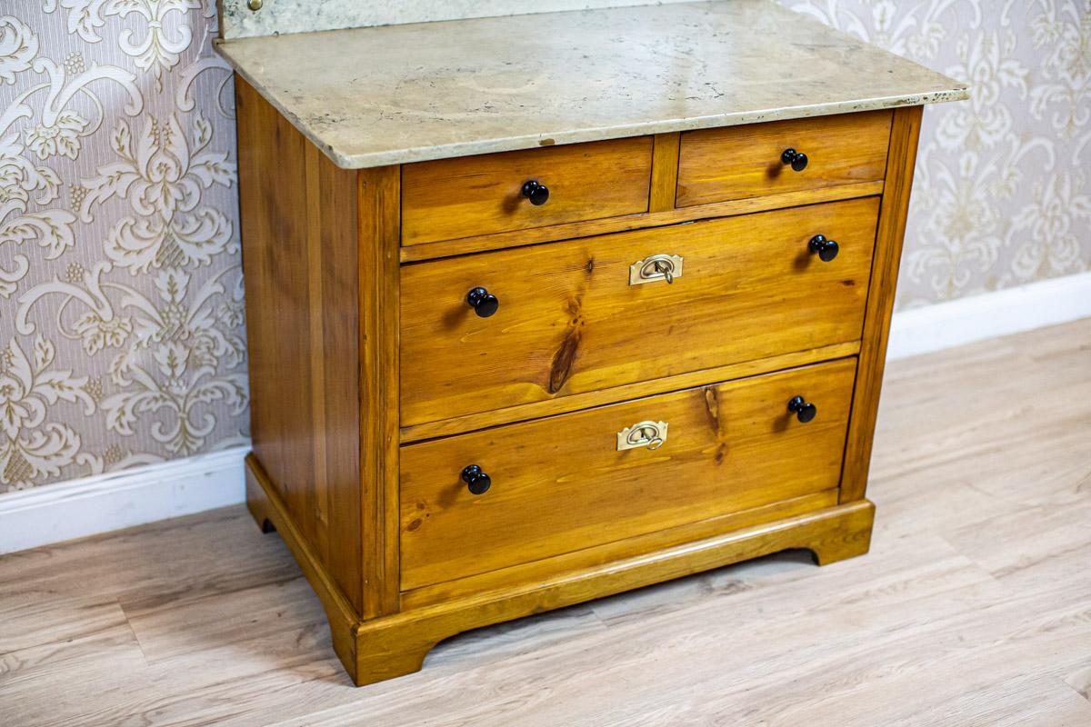 Early 20th Century Early 20th-Century Art Nouveau Pine Commode Turned into Vanity For Sale
