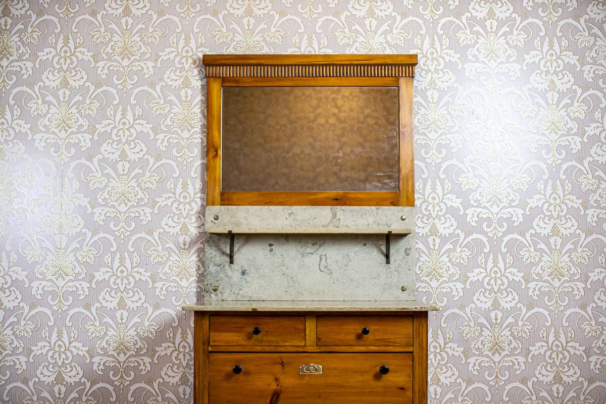 European Early 20th-Century Art Nouveau Pine Commode Turned into Vanity For Sale