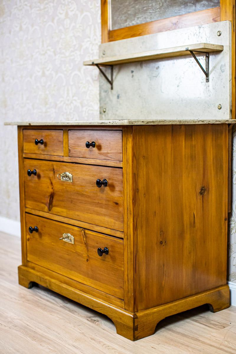 Early 20th-Century Art Nouveau Pine Commode Turned into Vanity In Good Condition For Sale In Opole, PL