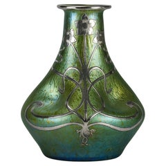 Early 20th Century  Art Nouveau "Dimpled Silvered Vase" by Johann Loetz