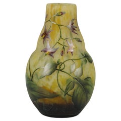 Antique Early 20th Century Art Nouveau Enamelled "Solanaceae Vase" by Daum Frères