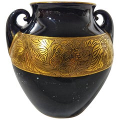 Early 20th Century Art Nouveau Fraureuth Gilded German Porcelain Vase