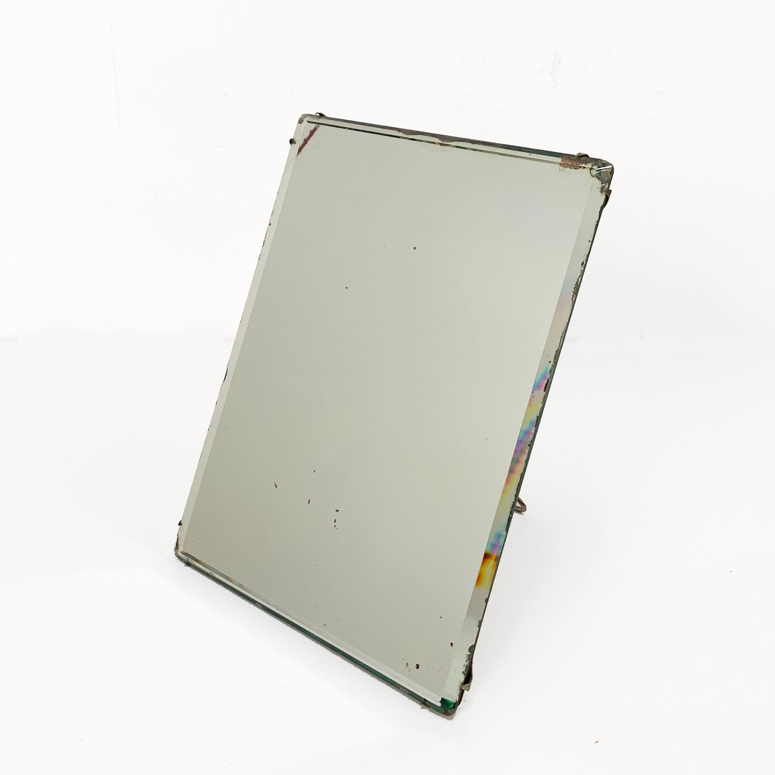 Mid-20th Century Italian Mid-Century Table Mirror in Wood and Iron by Luigi Fontana &C, 1940s For Sale