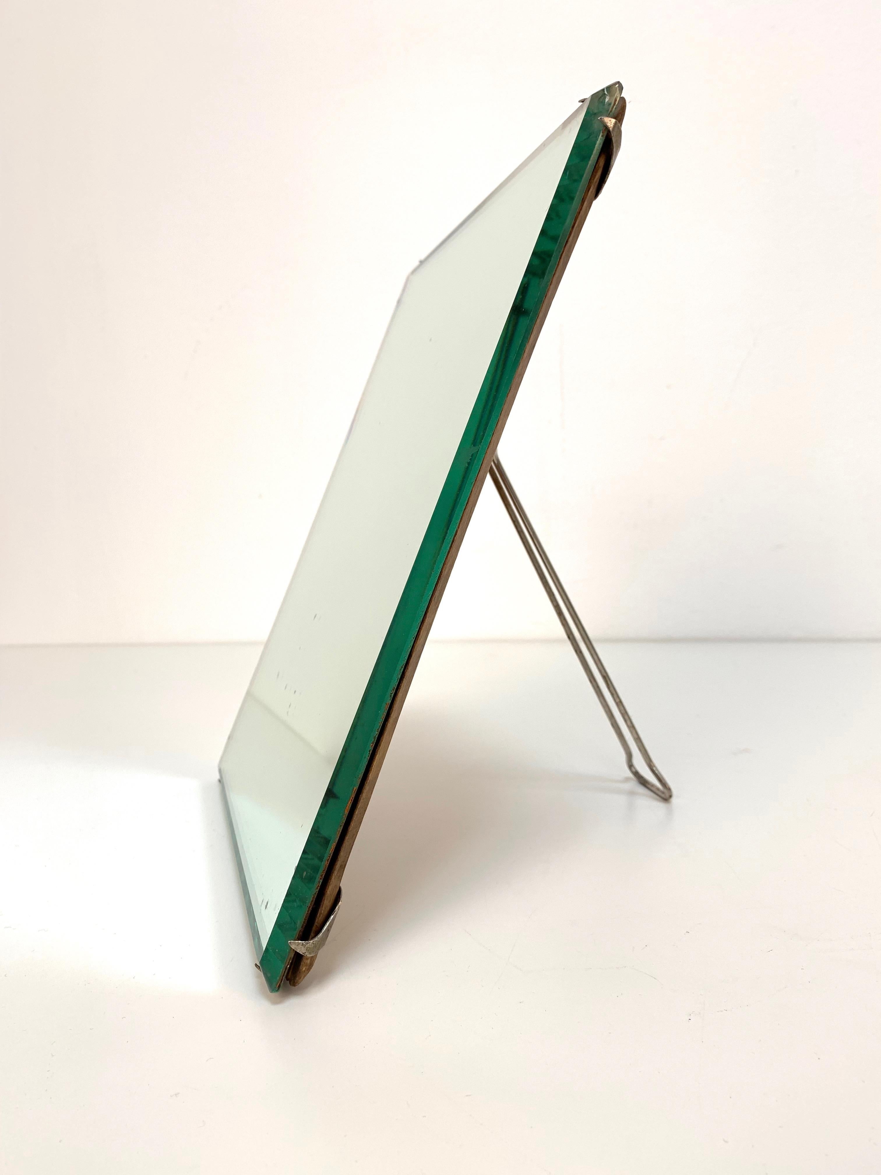 Metal Italian Mid-Century Table Mirror in Wood and Iron by Luigi Fontana &C, 1940s For Sale