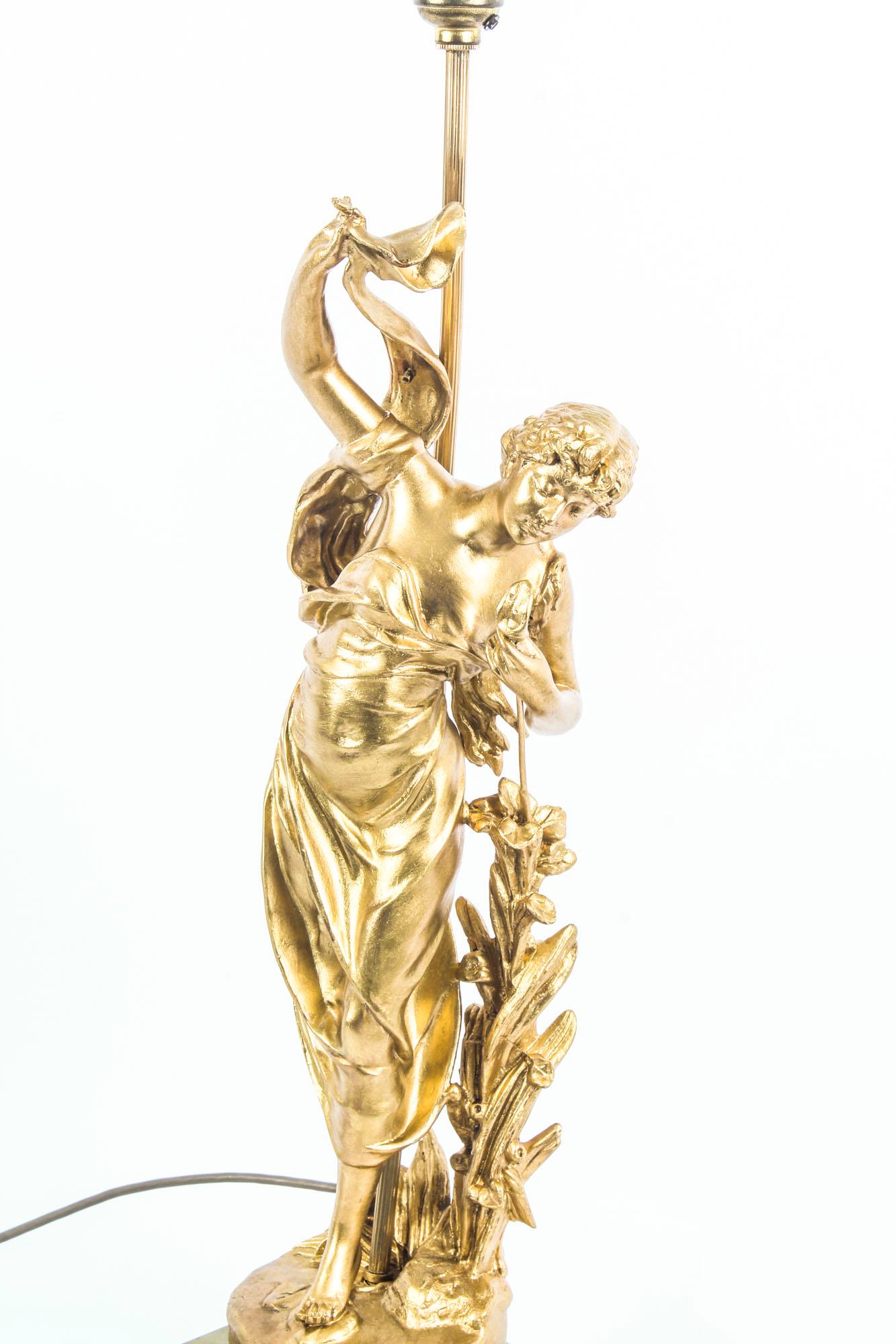 Gilt Early 20th Century Art Nouveau Gilded Dancing Lady Lamp