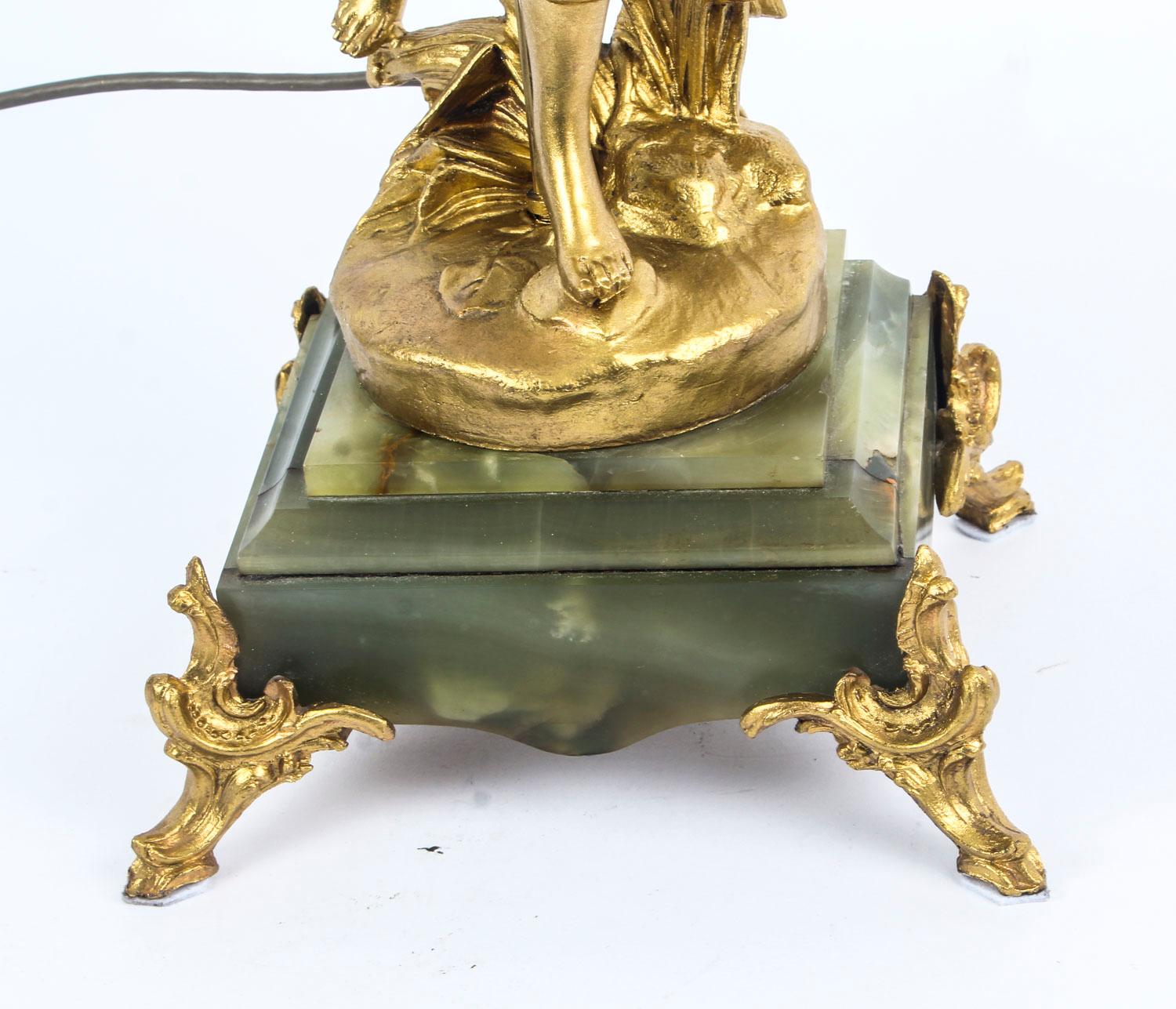 Early 20th Century Art Nouveau Gilded Dancing Lady Lamp In Good Condition In London, GB