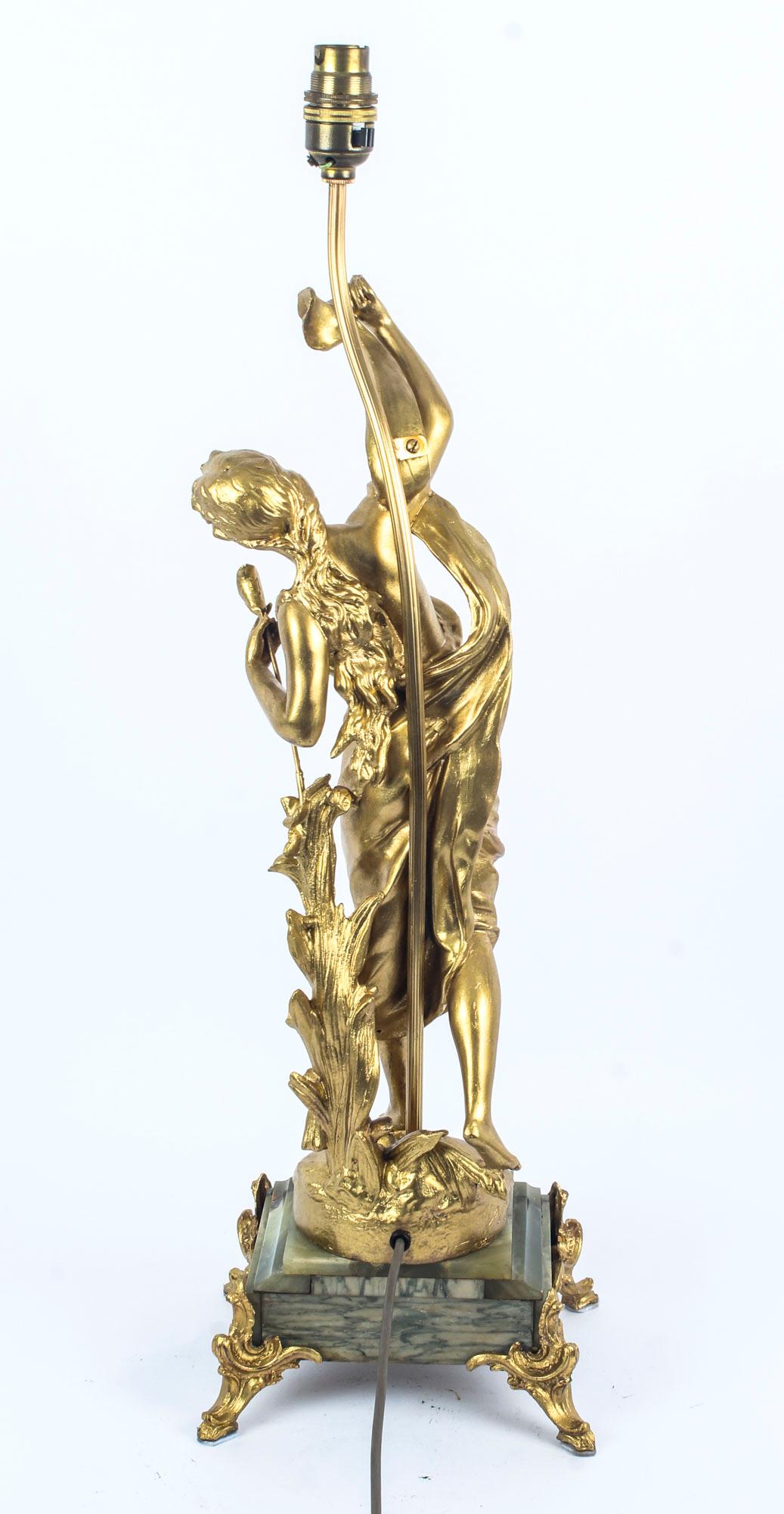 Early 20th Century Art Nouveau Gilded Dancing Lady Lamp 2