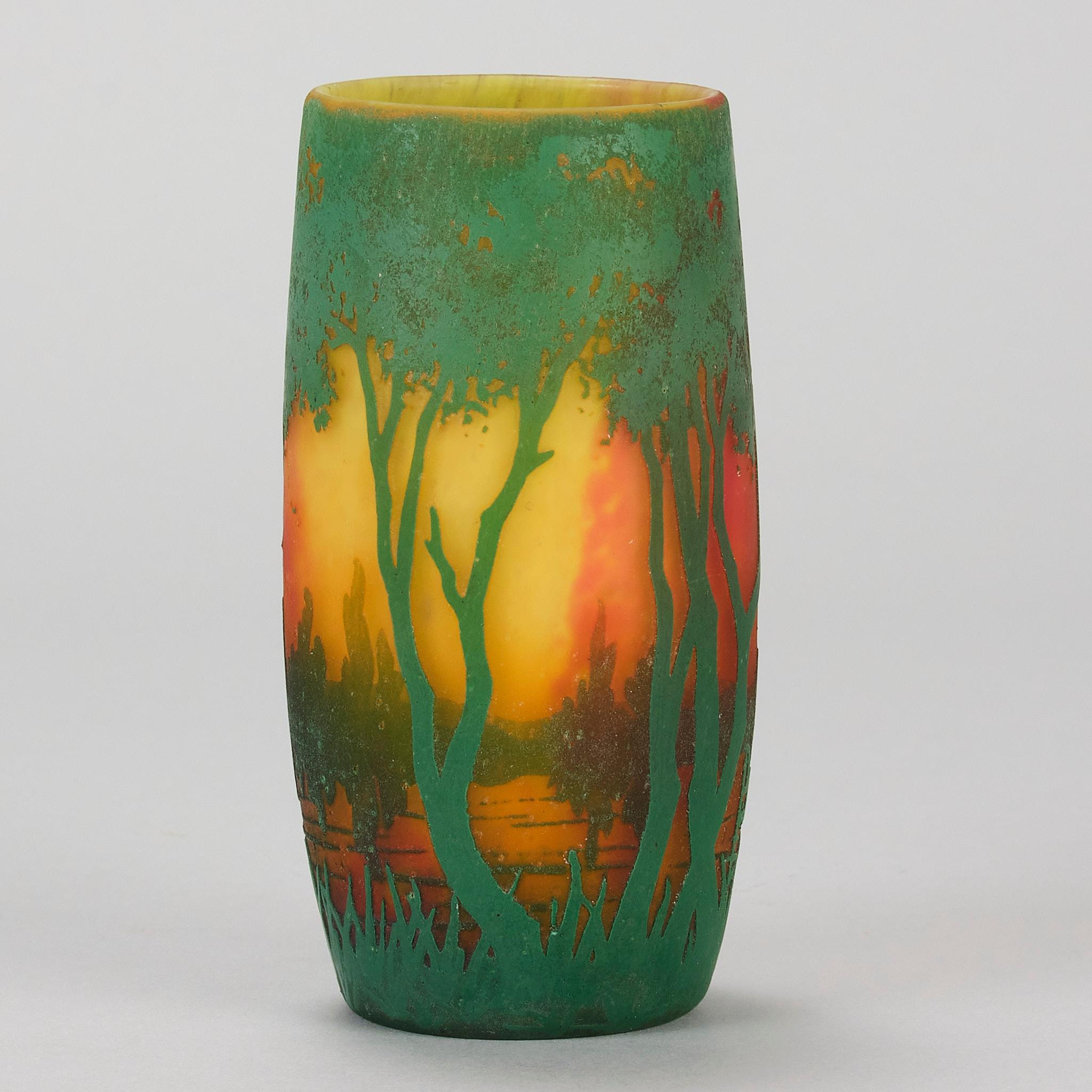 Etched Early 20th Century Art Nouveau Glass 