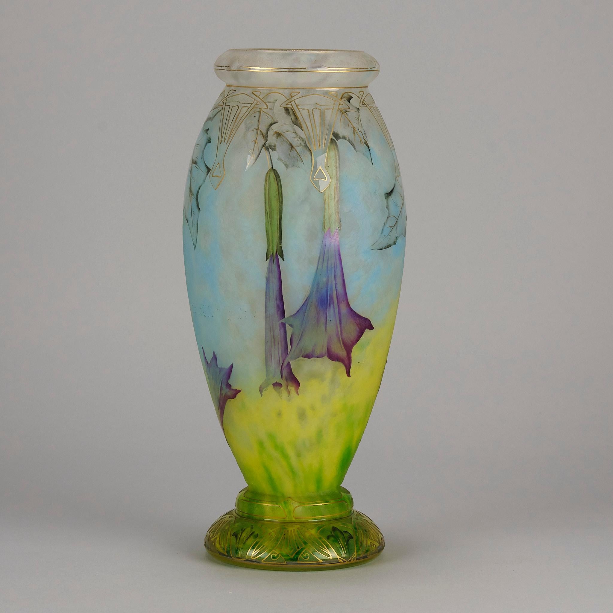 Early 20th Century Art Nouveau Glass Vase entitled “Daturas Vase” by Daum Frères For Sale 1