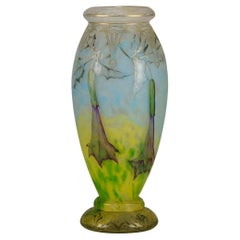 Jugendstil-Glasvase des frühen 20. Jahrhunderts mit dem Titel Daturas Vase von Daum Frères