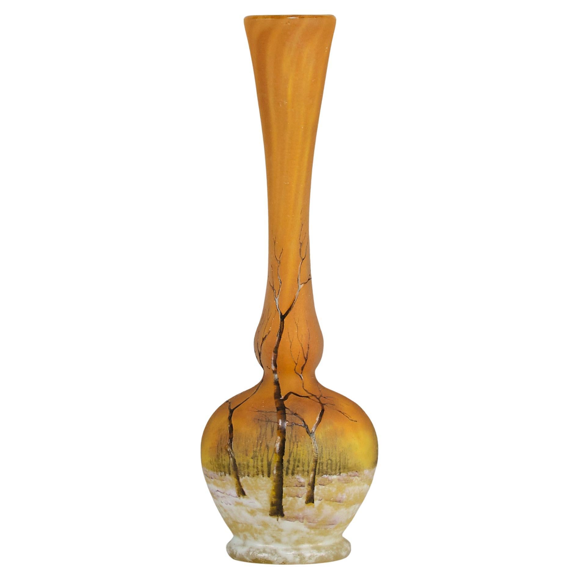 Early 20th Century Art Nouveau Glass "Winter Solifleur Vase" by Daum Frères